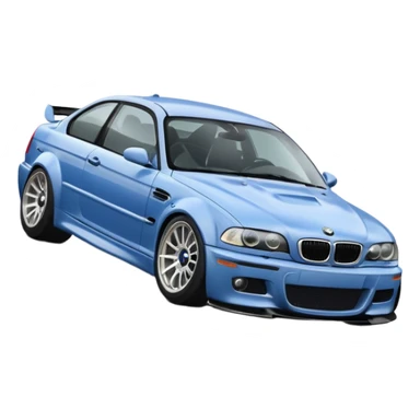 
A BMW M3 E46 is drifting through a corner, with a slight wisp of smoke coming from the rear and the wheels positioned at an angle relative to the turn. sticker