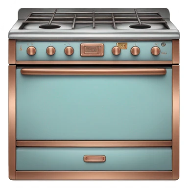 Realistic pastel blue and metallic copper vintage oven. sticker
