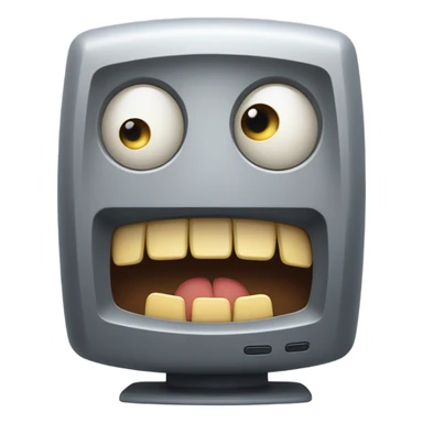 computer with shocked face sticker