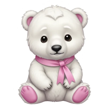 baby white polar bear with pink ribbon sticker