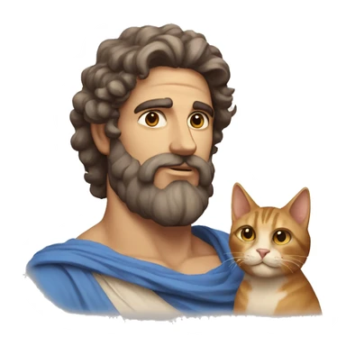 A beardless greek god with a cat sticker