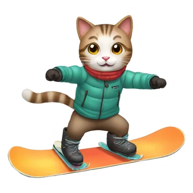 cat snowboarding birthday sticker