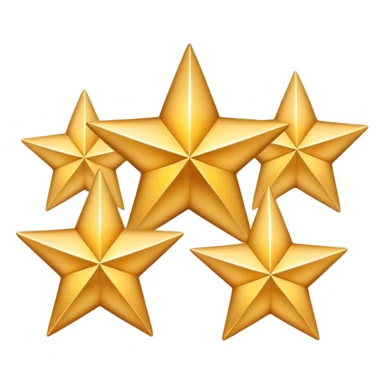 3 golden stars, one big in the center and two smaller on the sides, with a subtle gradient sticker