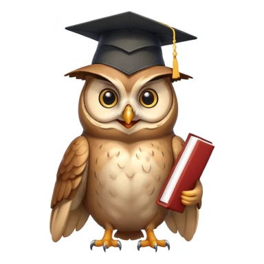 Owl smiling with graduation hat and diploma in claws sticker