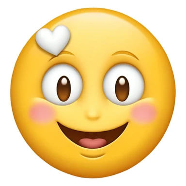 An emoji-style yellow face with a wide smile and two white heart-shaped eyes, expressing admiration or love sticker