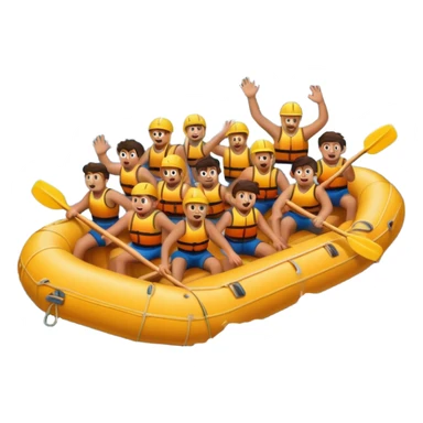 raft full of people in stormy sea sticker