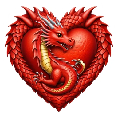 heart with a dragon motif sticker