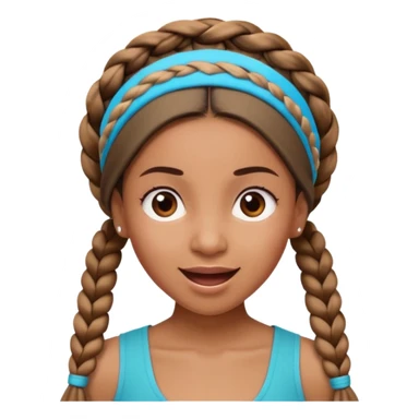 big lose braids starting from the top of the head woman face wiith big visible braids and mono color headband on head excited face and braids as big as headband sticker