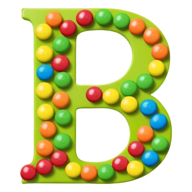 A stylized S letter made of rainbow colors next to a few green round candies, extremely minimal Skittles representation. sticker