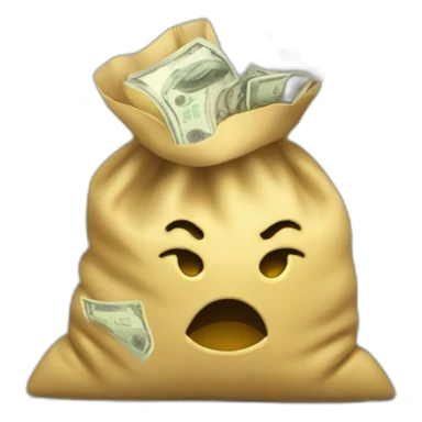  money spilling from a bag sticker