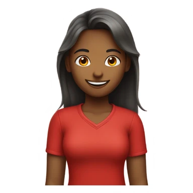 smiling girl in red shirt sticker
