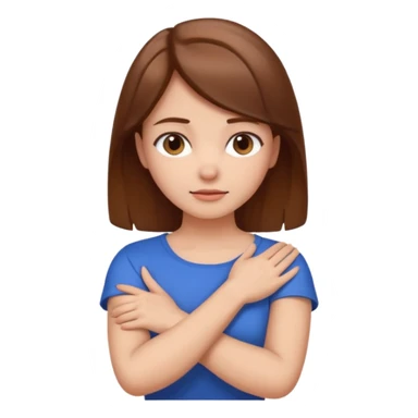 girl holding neck with arms crossed sticker