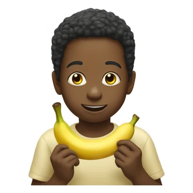 Kid eating a banana sticker