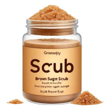 brown sugar body scrub in a white jar with the inscription scrub sticker