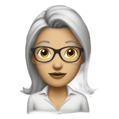 white burgundi woman with hair at eck level with glasses and big nose sticker