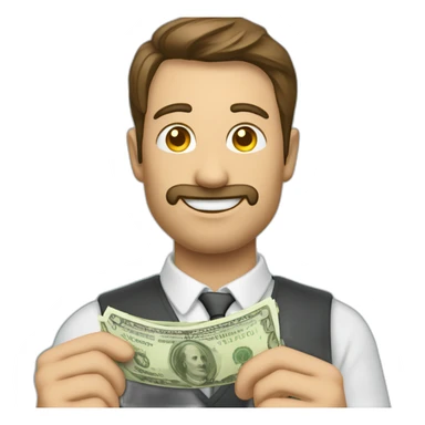 Un homme en costards avec des billets sticker