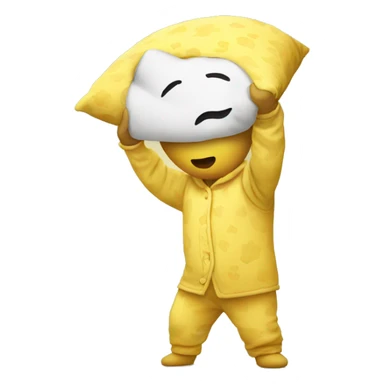 yellow man with pillow head in pajamas sticker