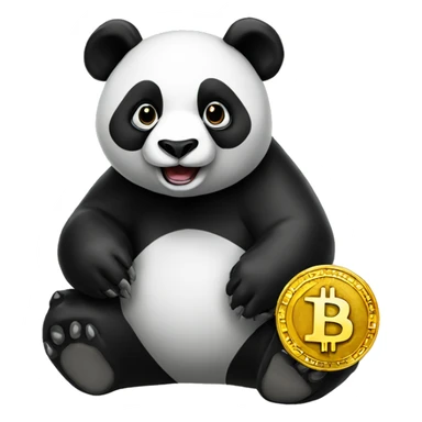 black panda with the bitcoin coin sticker