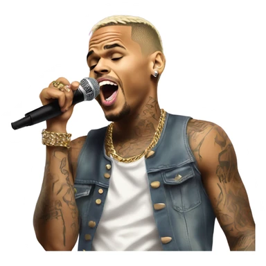 Hyper Realistic Chris Brown on stage singing  sticker