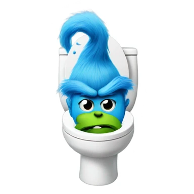 Blue grinch sticking out a toilet  sticker