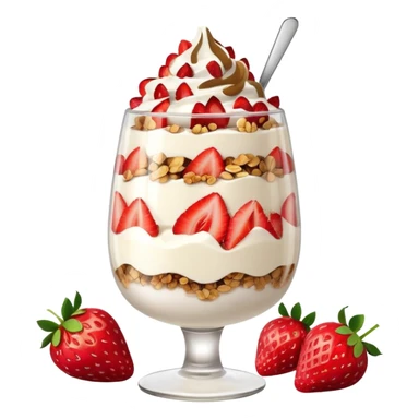 yogurt parfait with layers of granola and strawberries  sticker