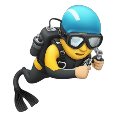 Diving man checking equipment sticker