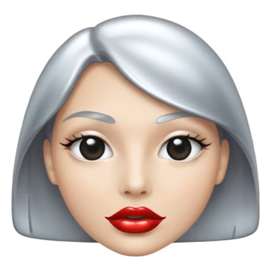 Chrome silver lips emoji, glossy metallic texture, iOS emoji style, smooth reflections, bold but minimal design, centered sticker