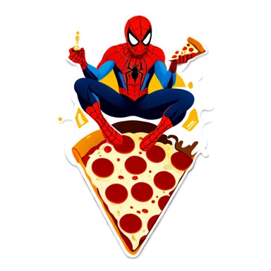 Spiderman eating pizza sticker