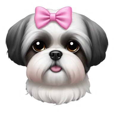 black Shih-Tzu with pink bow sticker