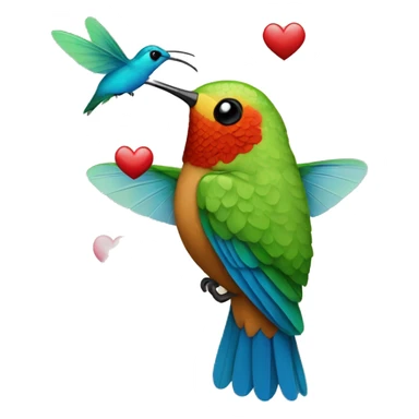 emoji de un colibrí con dos enamorados sticker