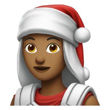 spartan female wearing red santa hat sticker