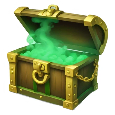 open treasure chest with green smoke coming out sticker