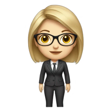 white girl in a pantsuit with glasses. sticker