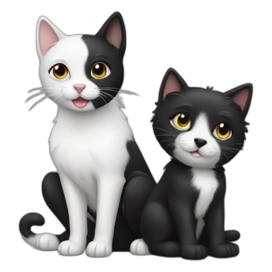Black dog and white cat sticker