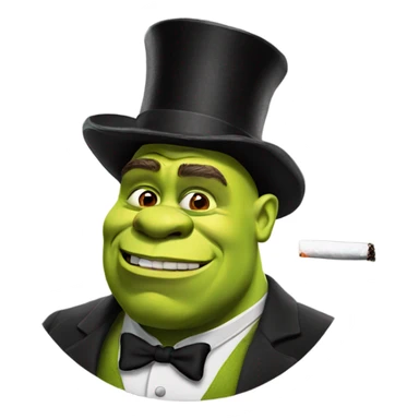Shrek with top hat smoking sticker
