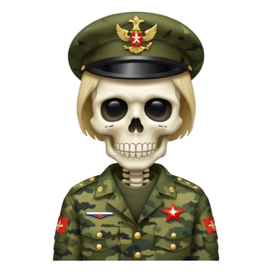 generate a realistic skeleton in Russian military camouflage sticker