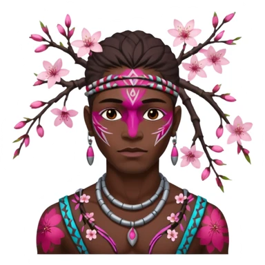 tribal man with cherry blossom sticker