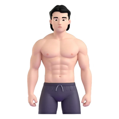 young white man with black hair, muscular, shirtless with nipple piercings sticker
