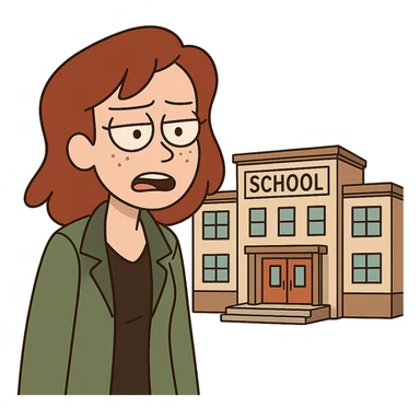 flat toon style school building sticker