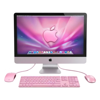  “Pink iMac with pink bezel, aesthetic high-quality 3D render, Apple-style design, pastel pink keyboard and mouse, girly tech setup, soft studio lighting”  sticker
