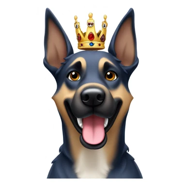 A smiling malinois dark blue merle color, without red and white color with a crown on his head sticker