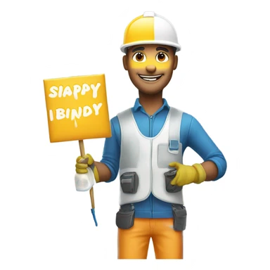 Spray foam worker saying Happy Birthday  sticker