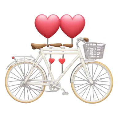 Tandem bicycle with hearts  sticker