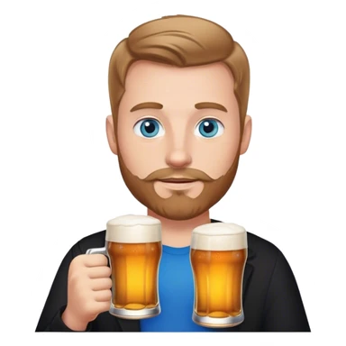 finance white guy light brown hair blue eyes wearing black holding beer, light facial hair sticker