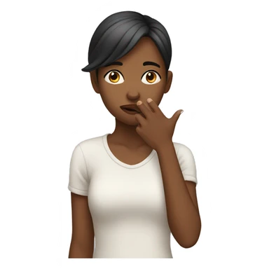 Girl with her hand over her mouth  sticker