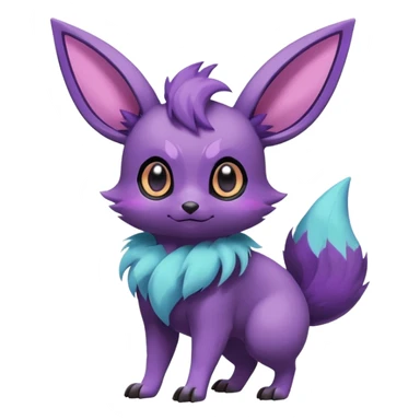 Rare exotic cute epic aestheti-Eevee-Noibat-species-Fakemon-hybrid-creature, with markings, full body sticker