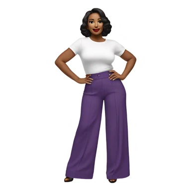 Realistic isolated pair of high waist long wide leg dressy casual pants in purple sticker