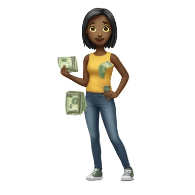 Girl with money  sticker