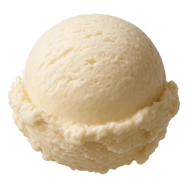 single vanilla ice cream scoop, realistic, creamy off-white, subtle shine, no cone, transparent background sticker