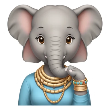 female elephant character in casual clothes, upright pose, with bangles and earrings sticker